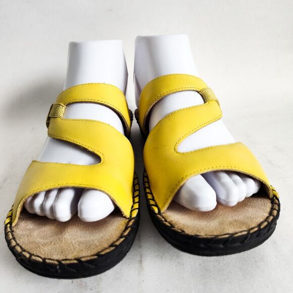 Vintage Duck Head Yellow Leather Flat Strappy Comfort Slides Sandals Size 7 - Picture 5 of 12